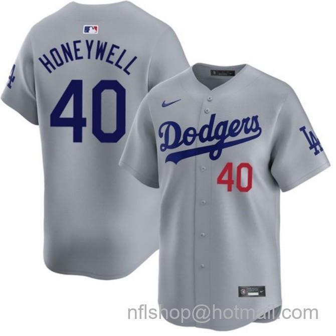 Nike Men's #40 Brent Honeywell Gray Los Angeles Dodgers Alternate Road Limited Stitched Baseball Jersey