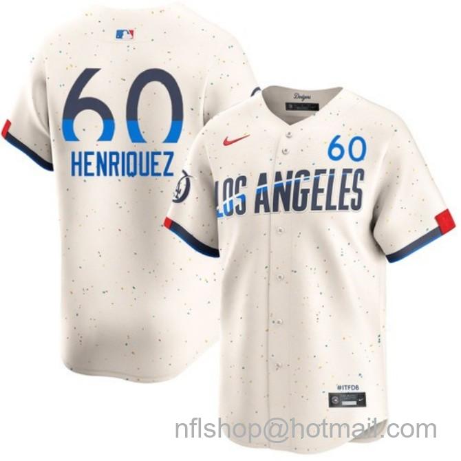 Nike Men's #60 Edgardo Henriquez Cream Los Angeles Dodgers City Connect Limited Stitched Baseball Jersey