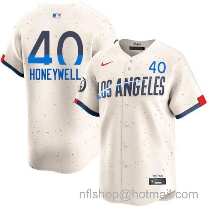 Nike Men's #40 Brent Honeywell Cream Los Angeles Dodgers City Connect Limited Stitched Baseball Jersey