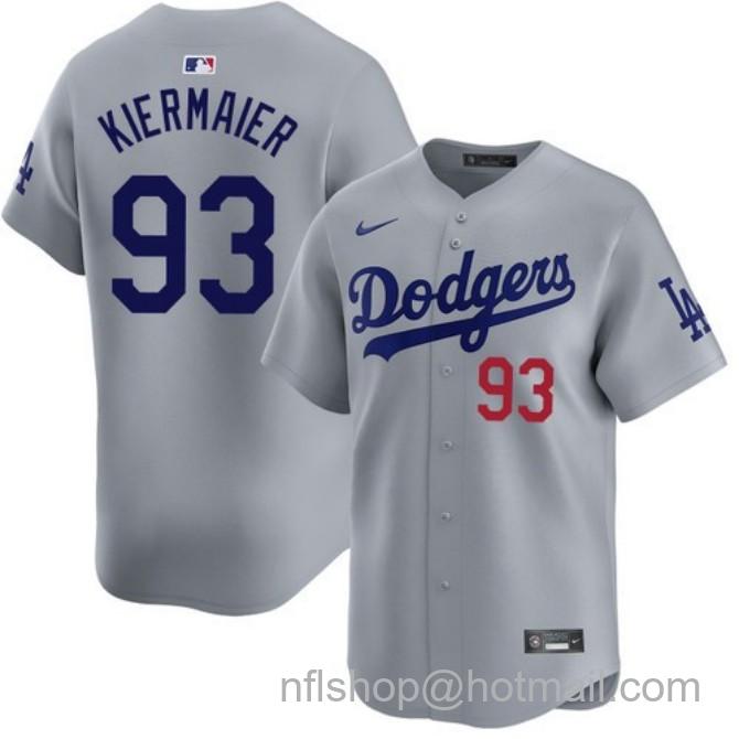 Nike Men's #93 Kevin Kiermaier Gray Los Angeles Dodgers Alternate Road Limited Stitched Baseball Jersey