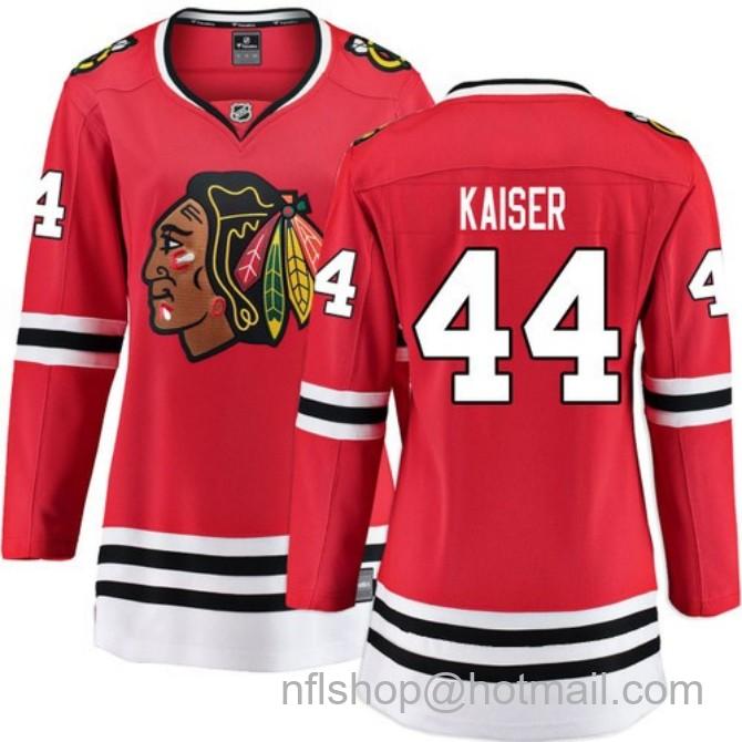 Women's #44 Wyatt Kaiser Chicago Blackhawks Women's Home Red Breakaway Fanatics Stitched Hockey Jersey