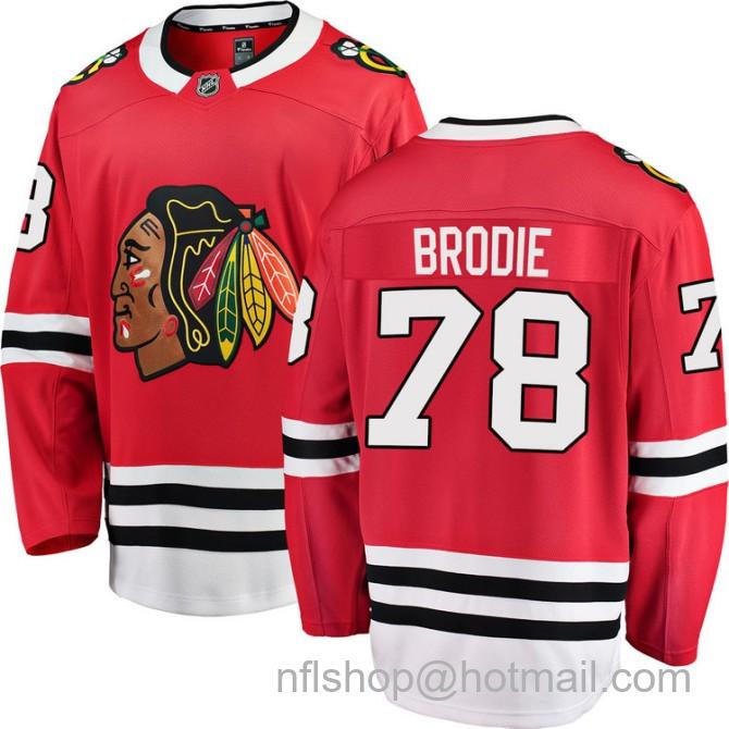 Men's #78 T.J. Brodie Chicago Blackhawks Home Red Breakaway Fanatics Stitched Hockey Jersey