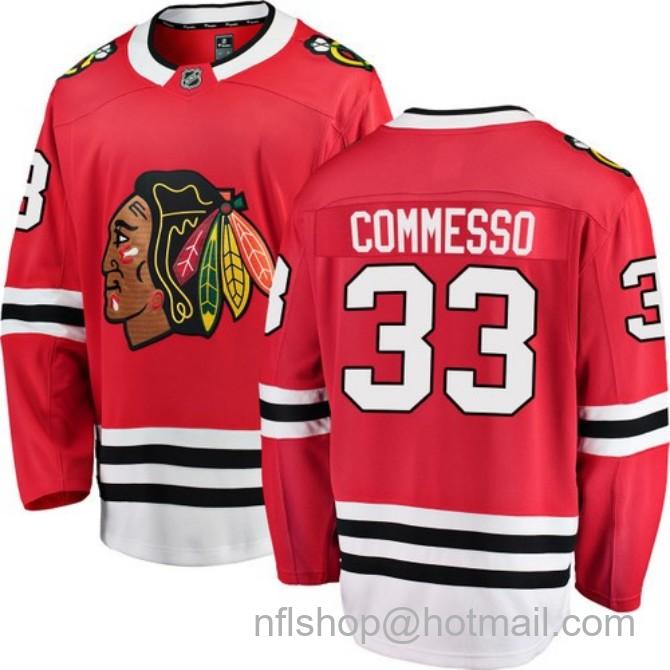 Men's #33 Drew Commesso Chicago Blackhawks Home Red Breakaway Fanatics Stitched Hockey Jersey