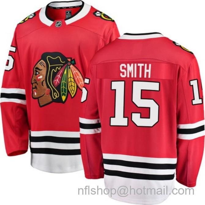 Men's #15 Craig Smith Chicago Blackhawks Home Red Breakaway Fanatics Stitched Hockey Jersey