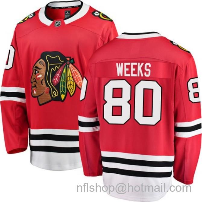 Men's #80 Mitchell Weeks Chicago Blackhawks Home Red Breakaway Fanatics Stitched Hockey Jersey