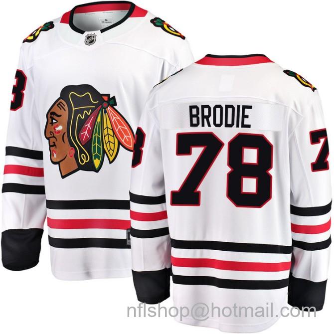 Men's #78 T.J. Brodie Chicago Blackhawks Road White Breakaway Fanatics Stitched Hockey Jersey