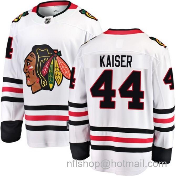 Men's #44 Wyatt Kaiser Chicago Blackhawks Road White Breakaway Fanatics Stitched Hockey Jersey