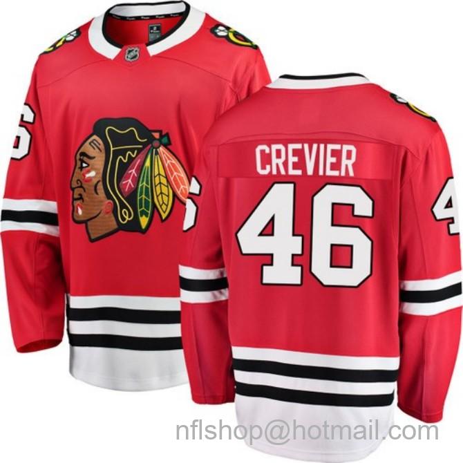 Men's #46 Louis Crevier Chicago Blackhawks Home Red Breakaway Fanatics Stitched Hockey Jersey