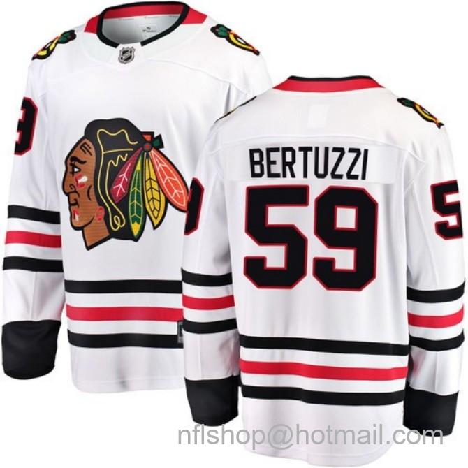 Men's #59 Tyler Bertuzzi Chicago Blackhawks Road White Breakaway Fanatics Stitched Hockey Jersey