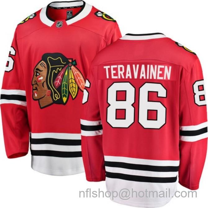 Men's #86 Teuvo Teravainen Chicago Blackhawks Home Red Breakaway Fanatics Stitched Hockey Jersey