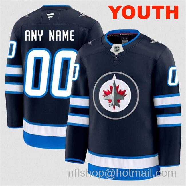 Customized Fanatics Youth Winnipeg Jets Navy 2024-25 Home Stitched Hockey Jersey