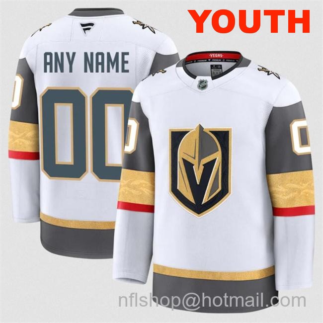 Customized Fanatics Youth Vegas Golden Knights White 2024-25 Home Stitched Hockey Jersey