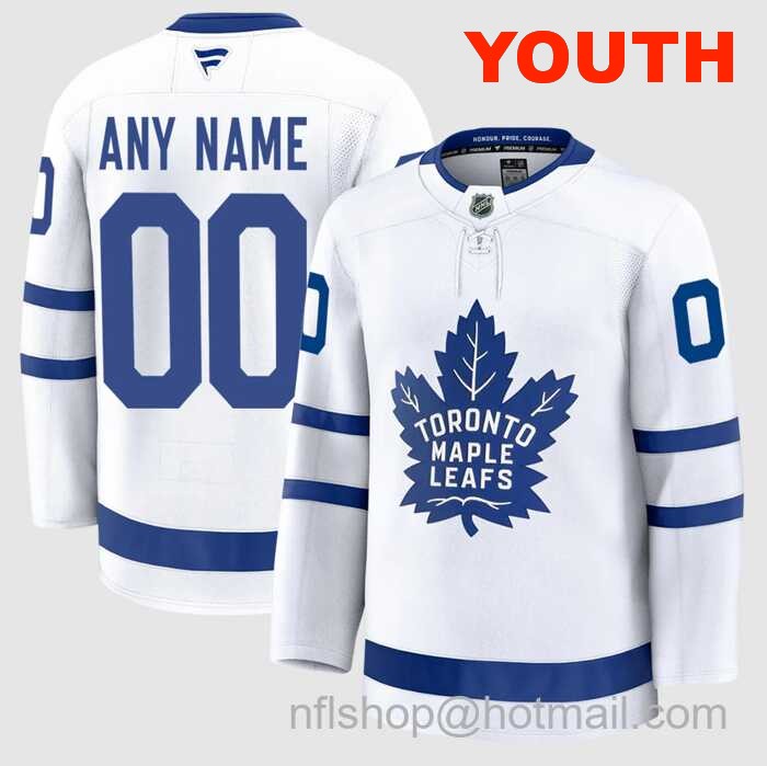 Customized Fanatics Youth Toronto Maple Leafs White 2024-25 Away Stitched Hockey Jersey