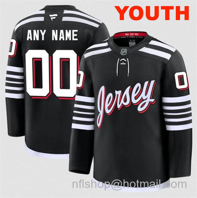 Customized Fanatics Youth New Jersey Devils Black 2024-25 Alternate Stitched Hockey Jersey