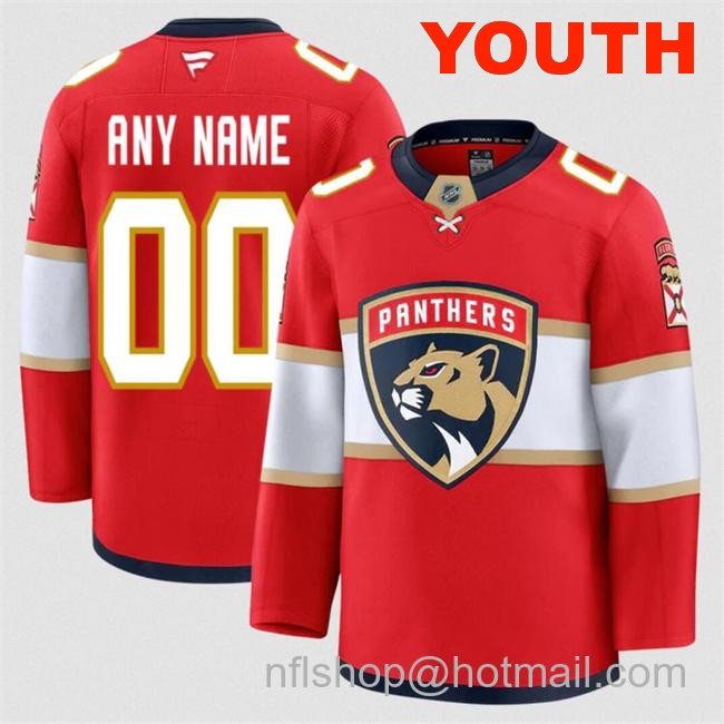 Customized Fanatics Youth Florida Panthers Red 2024-25 Home Stitched Hockey Jersey