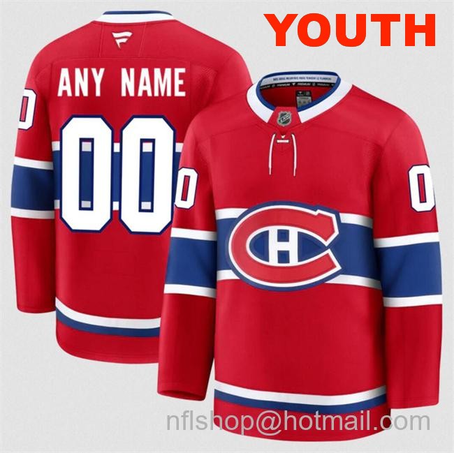 Customized Fanatics Youth Montreal Canadiens Red 2024-25 Home Stitched Hockey Jersey