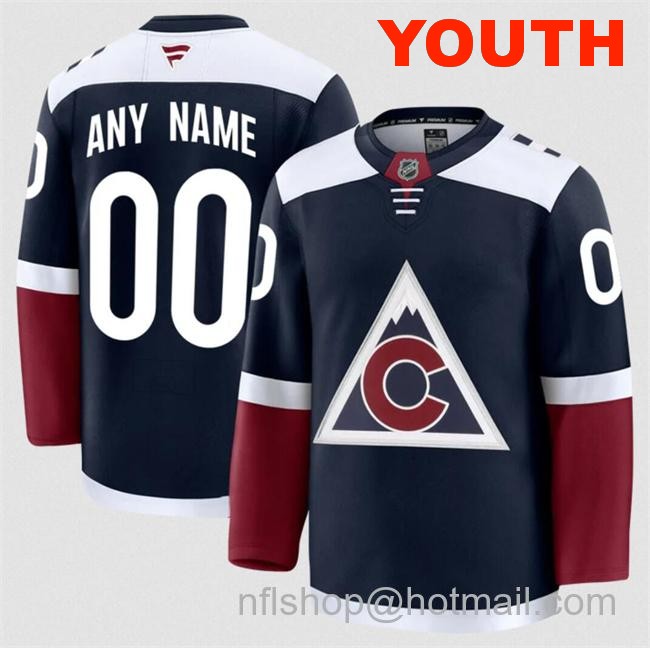 Customized Fanatics Youth Colorado Avalanche Navy 2024-25 Alternate Stitched Jersey