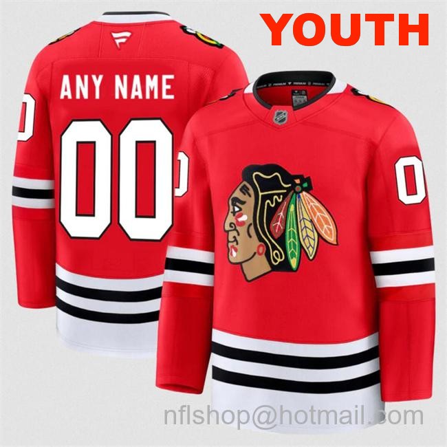 Customized Fanatics Youth Chicago Blackhawks Red 2024-25 Home Stitched Hockey Jersey