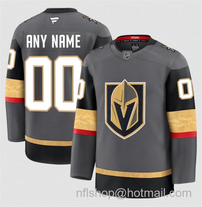 Customized Fanatics Men's Vegas Golden Knights Grey 2024-25 Alternate Stitched Hockey Jersey