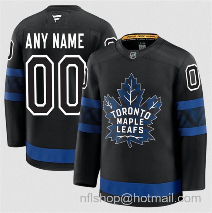 Customized Fanatics Men's Toronto Maple Leafs Black 2024-25 Alternate Stitched Hockey Jersey