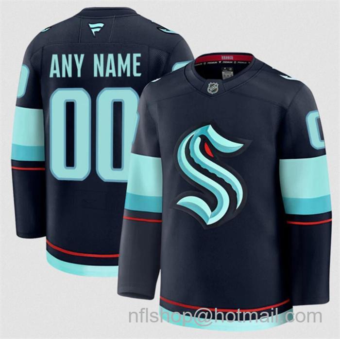 Customized Fanatics Men's Seattle Kraken Navy 2024-25 Home Stitched Hockey Jersey