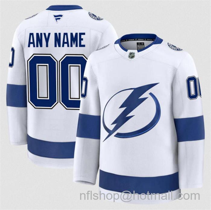 Customized Fanatics Men's Tampa Bay Lightning White 2024-25 Away Stitched Hockey Jersey