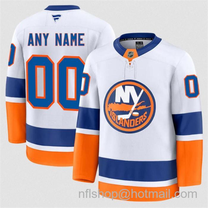 Customized Fanatics Men's New York Islanders White 2024-25 Away Stitched Hockey Jersey