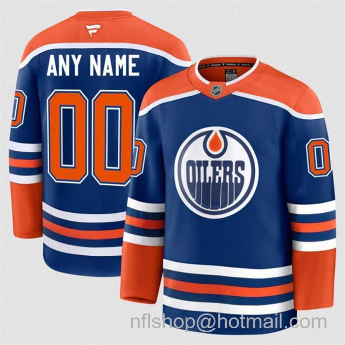 Customized Fanatics Men's Edmonton Oilers Royal 2024-25 Home Stitched Hockey Jersey