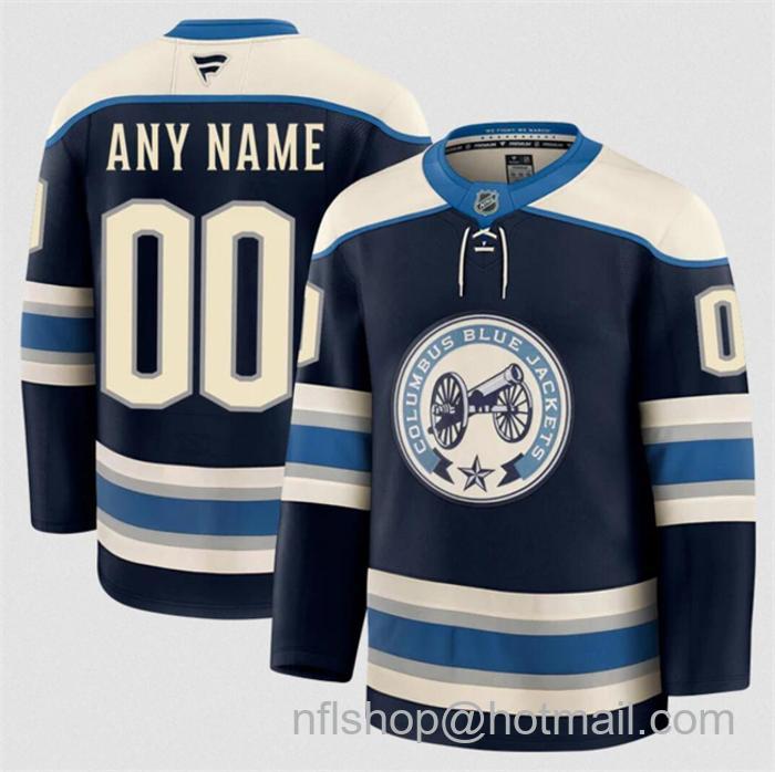 Customized Fanatics Men's Columbus Blue Jackets Navy 2024-25 Alternate Stitched Hockey Jersey