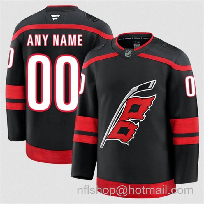 Customized Fanatics Men's Carolina Hurricanes Black 2024-25 Home Stitched Hockey Jersey