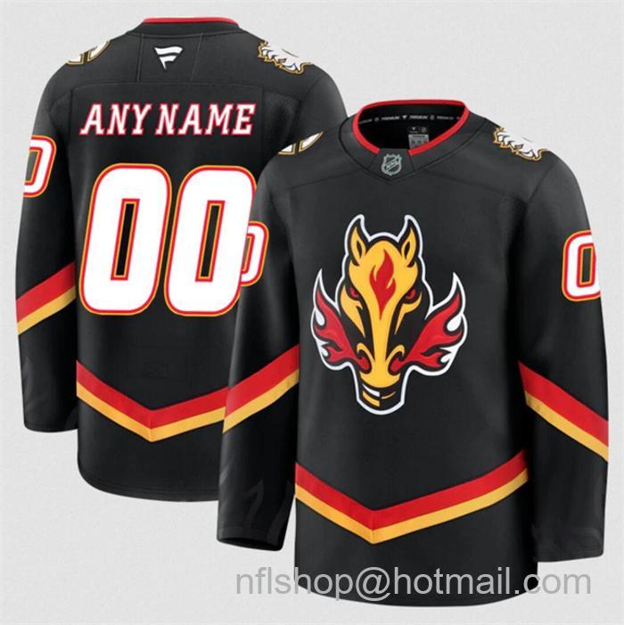 Customized Fanatics Men's Calgary Flames Black 2024-25 Alternate Stitched Hockey Jersey