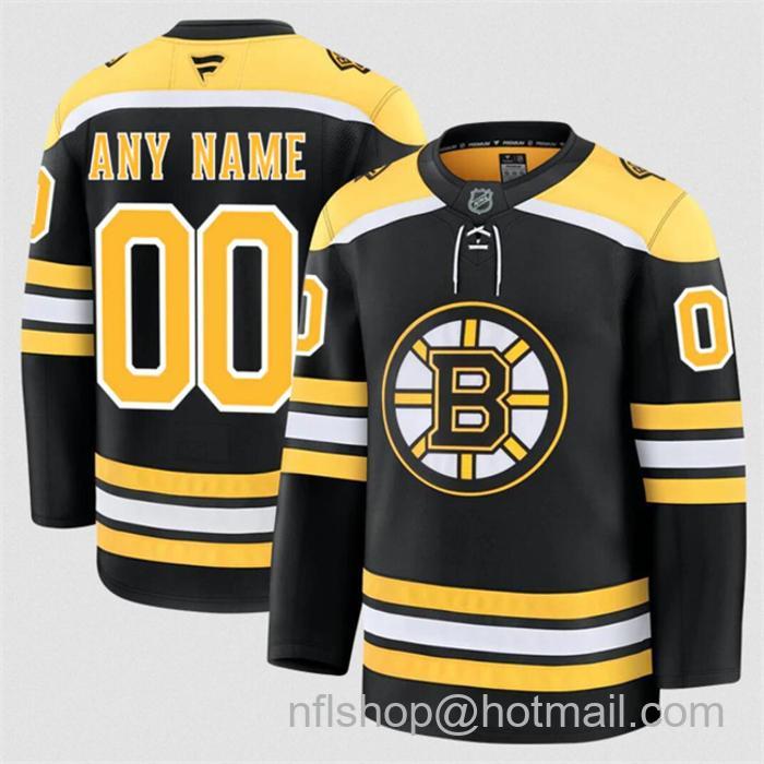 Customized Fanatics Men's Boston Bruins Black 2024-25 Home Stitched Hockey Jersey