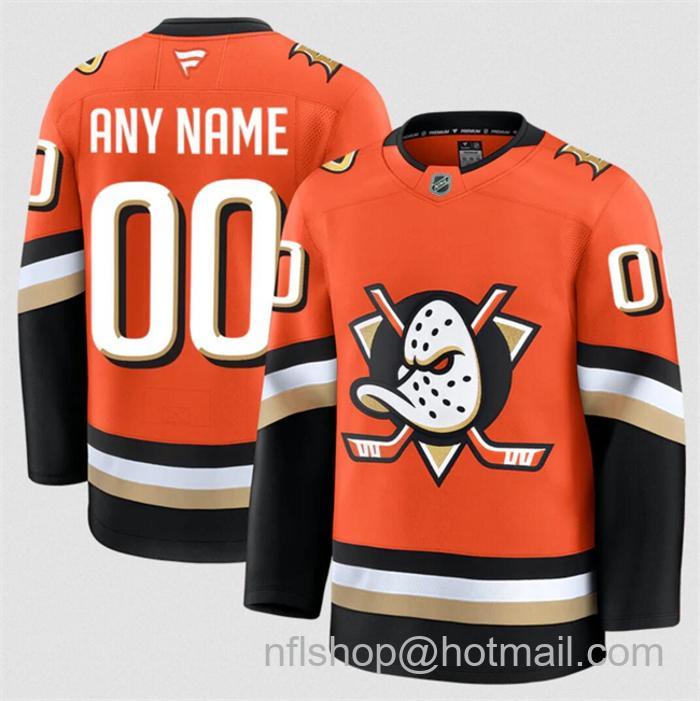 Customized Fanatics Men's Anaheim Ducks Orange 2024-25 Home Stitched Hockey Jersey