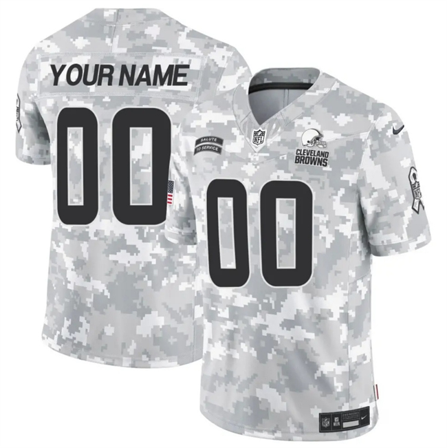 Customized Men's Nike Cleveland Browns 2024 F.U.S.E Arctic Camo Salute to Service Limited Stitched Football Jersey