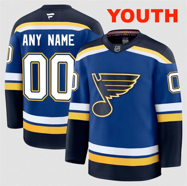 Customized Fanatics Youth St. Louis Blues Blue 2024-25 Home Stitched Hockey Jersey