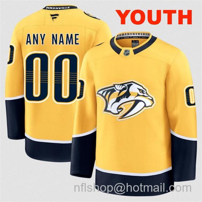 Customized Fanatics Youth Nashville Predators Gold 2024-25 Home Stitched Hockey Jersey