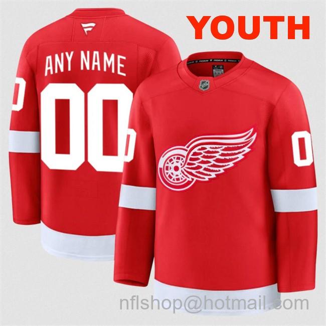 Customized Youth Detroit Red Wings Red 2024-25 Home Stitched Hockey Jersey