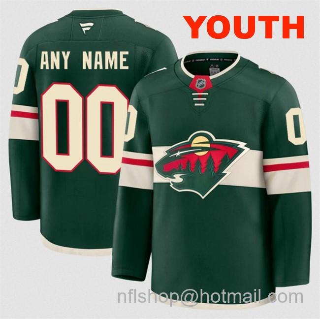 Customized Fanatics Youth Minnesota Wild Green 2024-25 Home Stitched Hockey Jersey