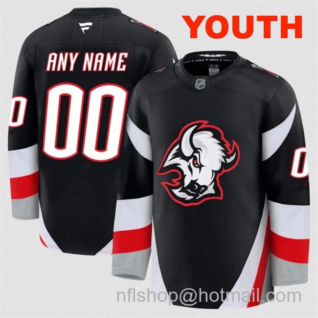 Customized Fanatics Youth Buffalo Sabres Black 2024-25 Alternate Stitched Hockey Jersey