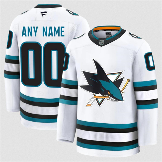 Customized Fanatics Men's San Jose Sharks White 2024-25 Away Stitched Hockey Jersey