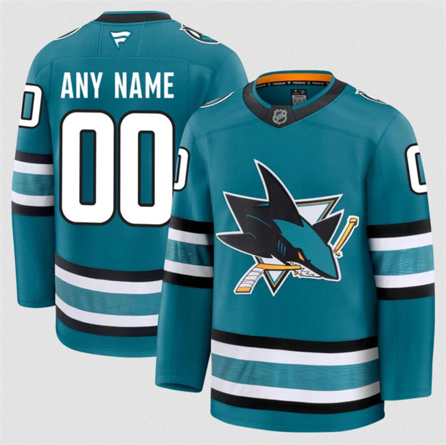 Customized Fanatics Men's San Jose Sharks Teal 2024-25 Home Stitched Hockey Jersey