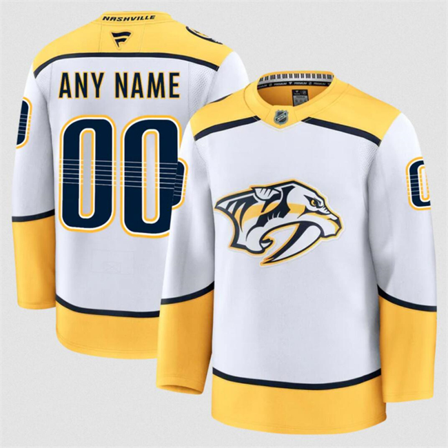 Customized Fanatics Men's Nashville Predators White 2024-25 Away Stitched Hockey Jersey