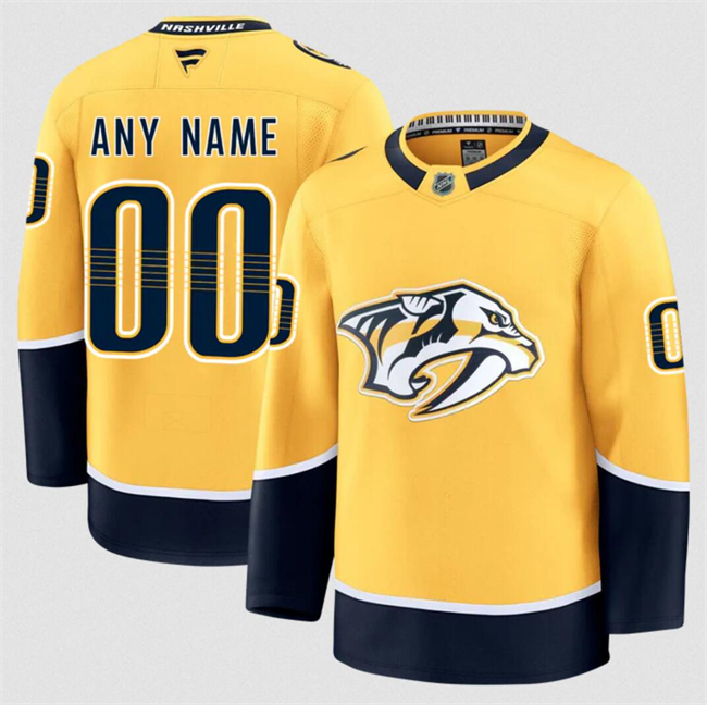 Customized Fanatics Men's Nashville Predators Gold 2024-25 Home Stitched Hockey Jersey