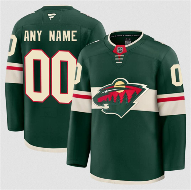 Customized Fanatics Men's Minnesota Wild Green 2024-25 Home Stitched Hockey Jersey