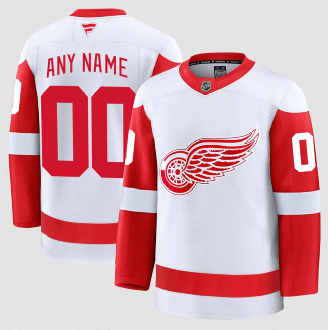 Customized Men's Detroit Red Wings White 2024-25 Away Stitched Hockey Jersey