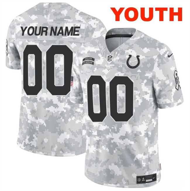 Customized Youth Nike Indianapolis Colts 2024 F.U.S.E Arctic Camo Salute to Service Limited Stitched Football Jersey