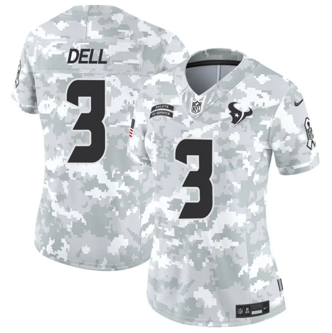 Women's Houston Texans #3 Tank Dell 2024 F.U.S.E Arctic Camo Salute to Service Limited Stitched Football Jersey(Run Small)