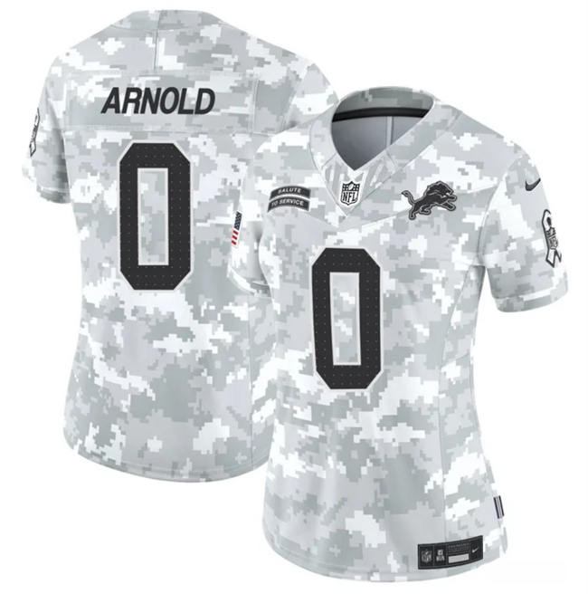 Women's Detroit Lions #0 Terrion Arnold 2024 F.U.S.E Arctic Camo Salute to Service Limited Stitched Jersey(Run Small)