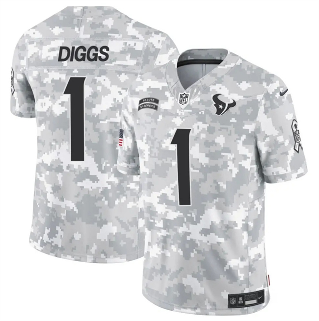 Men's Houston Texans #1 Stefon Diggs 2024 F.U.S.E Arctic Camo Salute to Service Limited Stitched Football Jersey