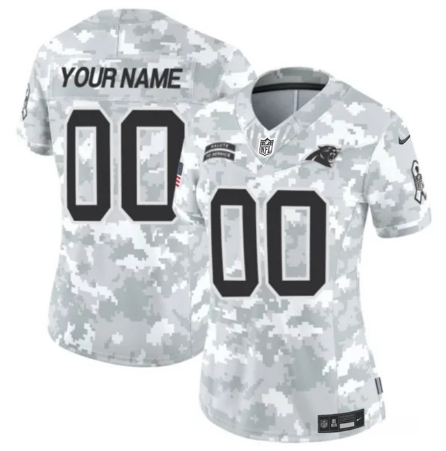 Customized Women's Carolina Panthers 2024 F.U.S.E Arctic Camo Salute to Service Limited Stitched Football Jersey(Run Small)